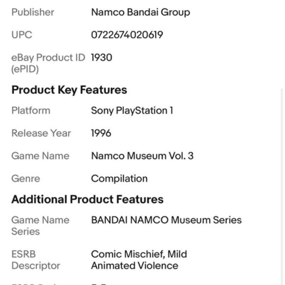 EUC Namco Museum Vol 3 Sony PlayStation 1 PS1 Complete in Box Black Label Rare - Picture 7 of 7